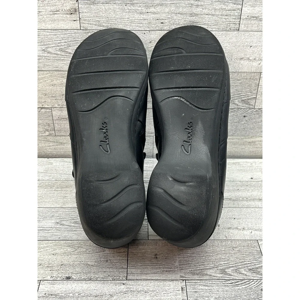 Clarks Collection Ultimate Comfort‎ Black Leather Wedge Heel W/Zipper Sz 9.5M
